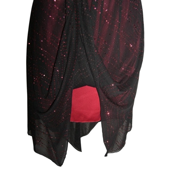 Taboo Dress Vintage 90's Black Red Mesh Glitter Fairy Goth Whimsigoth y2k Witchy - Picture 9 of 12